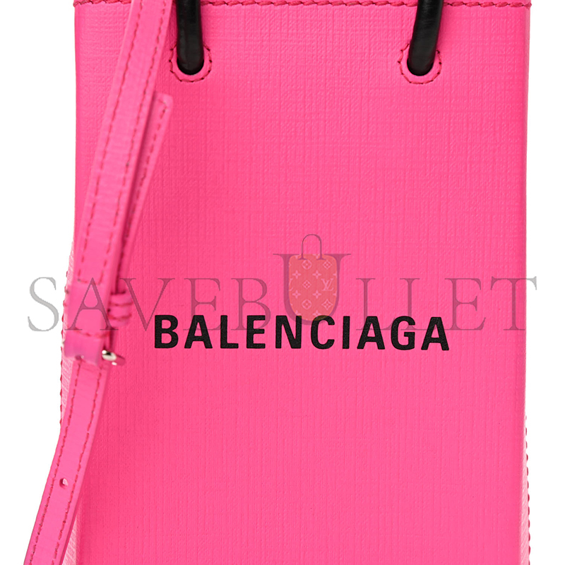 BALENCIAGA SHOPPING PHONE HOLDER BAG ACID FUCHSIA 593826 (18*11*5cm)